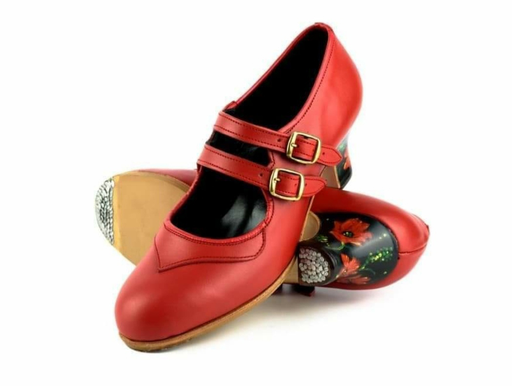 saltar montar Vandalir Zapato de baile flamenco con tacón pintado a mano - Calzados Valverde del  Camino